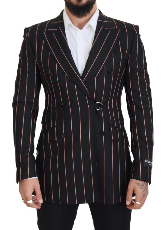 Dolce & Gabbana Black Stripes Viscose Double Breasted Blazer - Ellie Belle