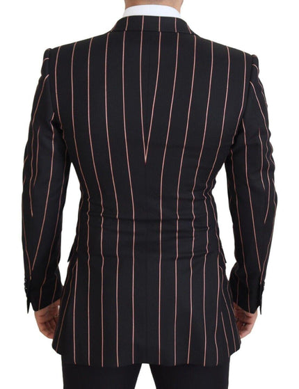 Dolce & Gabbana Black Stripes Viscose Double Breasted Blazer - Ellie Belle