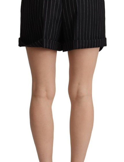 Dolce & Gabbana Black Stripes Wool High Waist Trouser Bermuda Shorts - Ellie Belle