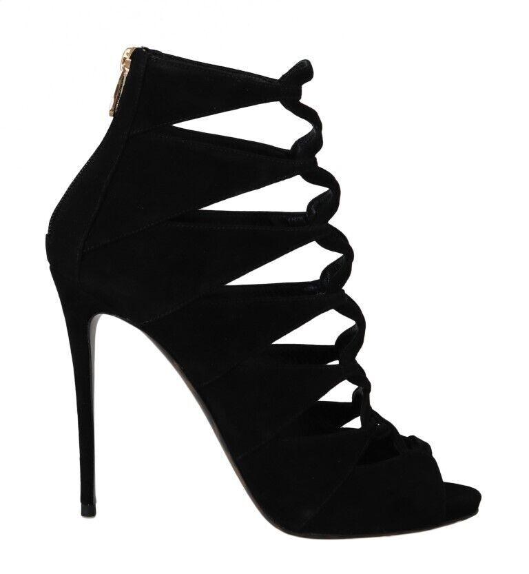 Dolce & Gabbana Black Suede Ankle Strap Sandals Boots Shoes - Ellie Belle