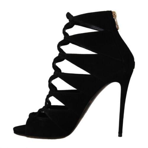 Dolce & Gabbana Black Suede Ankle Strap Sandals Boots Shoes - Ellie Belle