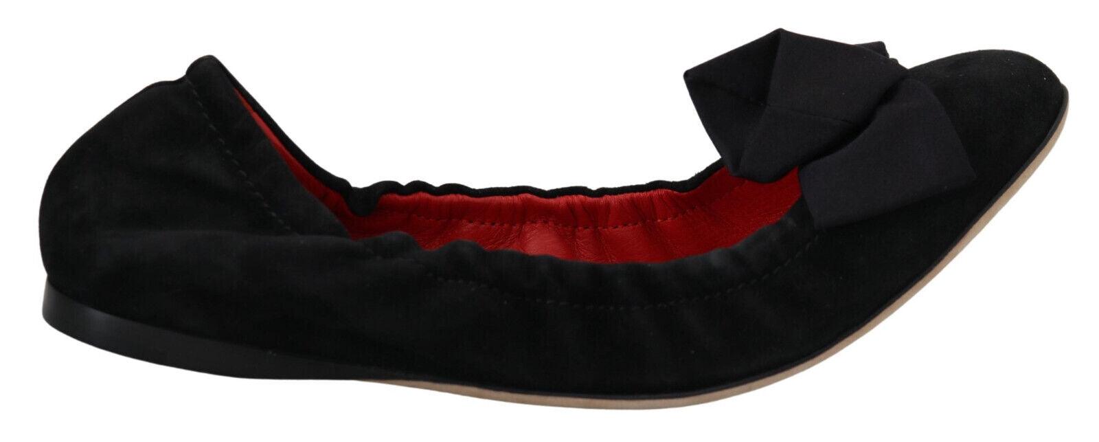 Dolce & Gabbana Black Suede Flat Slip On Ballet Shoes - Ellie Belle