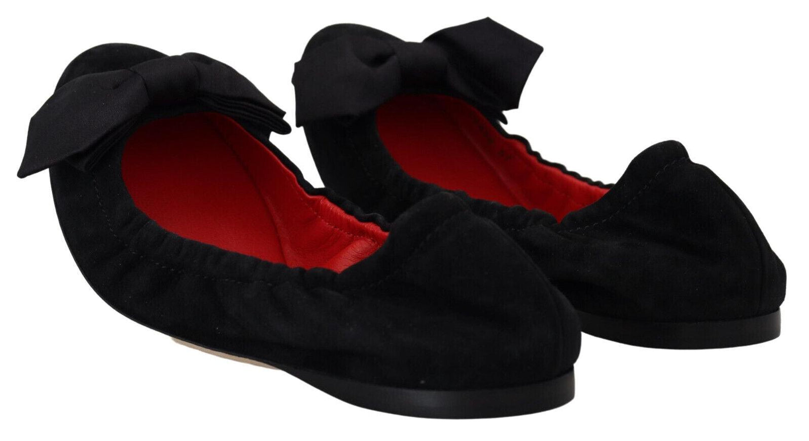 Dolce & Gabbana Black Suede Flat Slip On Ballet Shoes - Ellie Belle