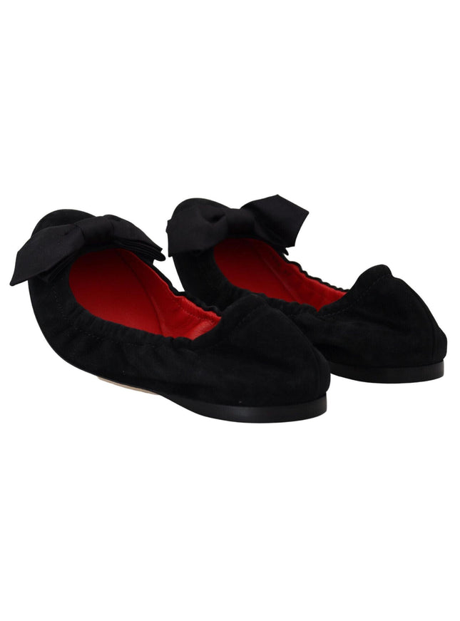 Dolce & Gabbana Black Suede Flat Slip On Ballet Shoes - Ellie Belle