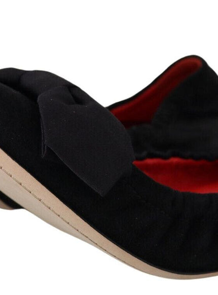 Dolce & Gabbana Black Suede Flat Slip On Ballet Shoes - Ellie Belle
