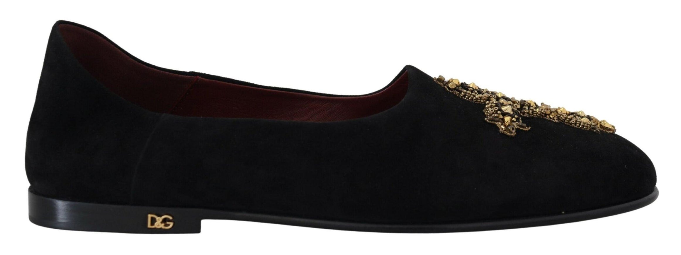 Dolce & Gabbana Black Suede Gold Cross Slip On Loafers Shoes - Ellie Belle