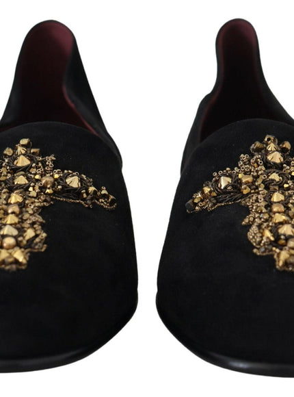 Dolce & Gabbana Gold Cross Slip On Loafers
