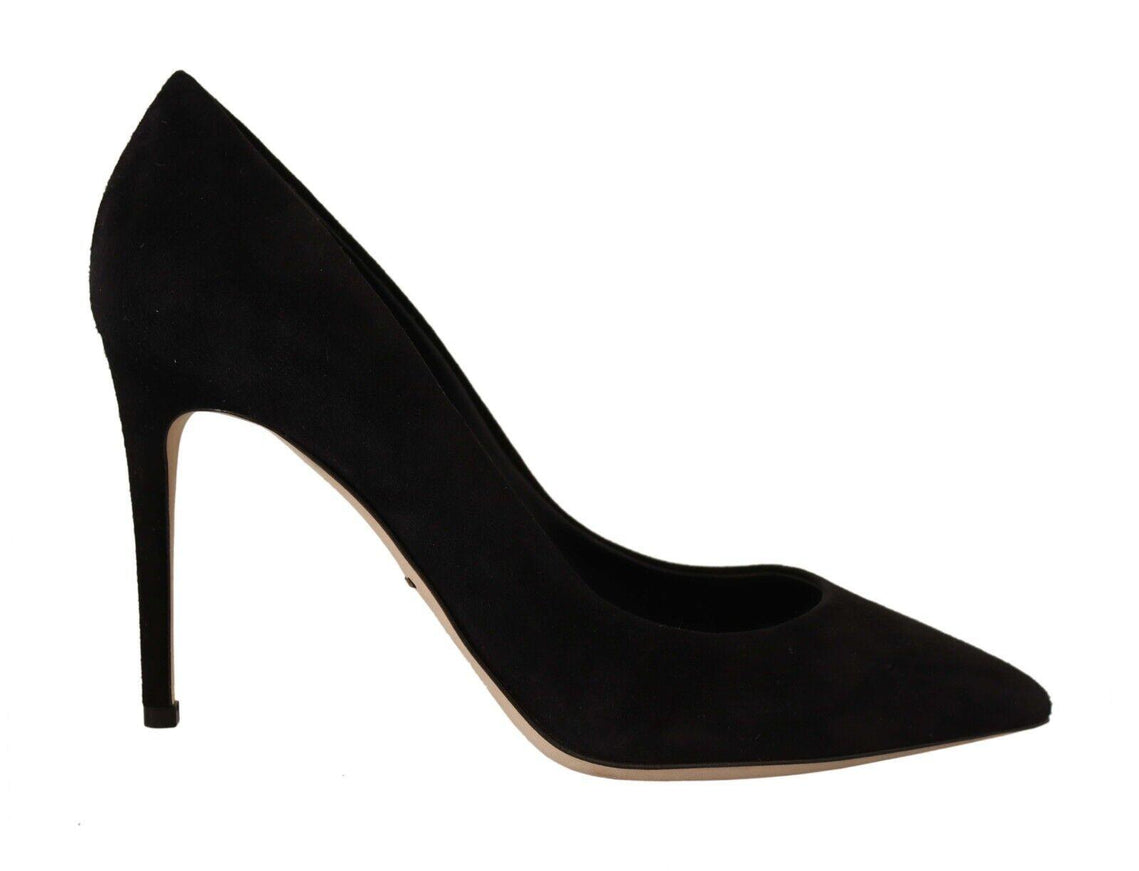 Dolce & Gabbana Black Suede High Heels Pumps Classic Shoes - Ellie Belle