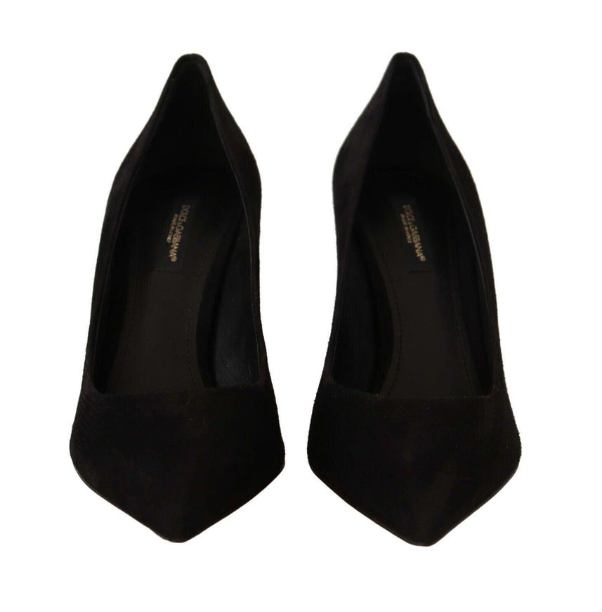 Dolce & Gabbana Black Suede High Heels Pumps Classic Shoes - Ellie Belle