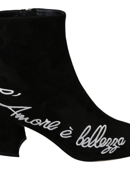 Dolce & Gabbana Black Suede L'Amore E'Bellezza Boots Shoes - Ellie Belle
