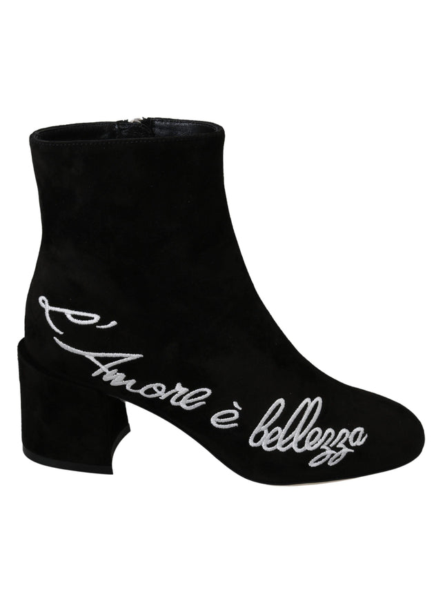 Dolce & Gabbana Black Suede L'Amore E'Bellezza Boots Shoes - Ellie Belle