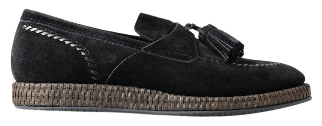 Dolce & Gabbana Black Suede Leather Casual Espadrille Shoes - Ellie Belle