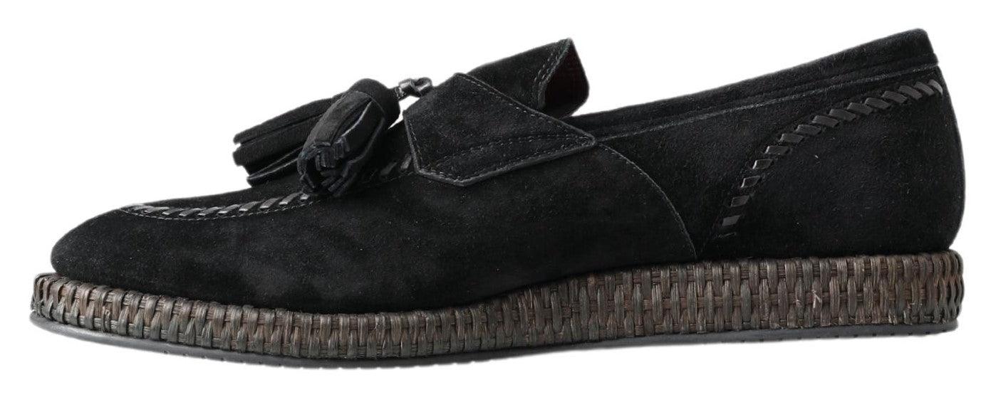 Dolce & Gabbana Black Suede Leather Casual Espadrille Shoes - Ellie Belle