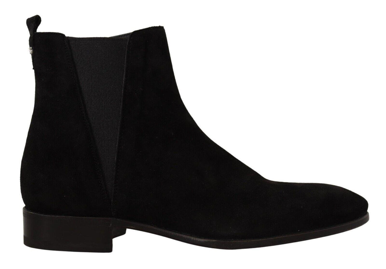 Dolce & Gabbana Black Suede Leather Chelsea Mens Boots Shoes - Ellie Belle