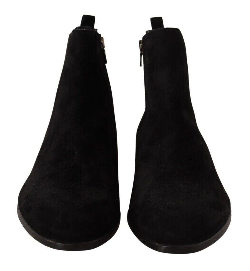 Dolce & Gabbana Black Suede Leather Chelsea Mens Boots Shoes - Ellie Belle