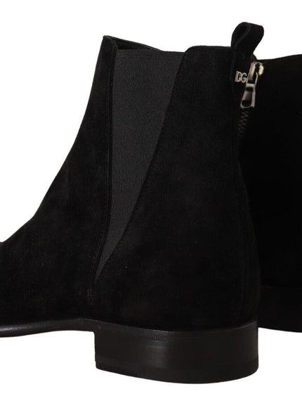 Dolce & Gabbana Black Suede Leather Chelsea Mens Boots Shoes