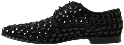 Dolce & Gabbana Black Suede Leather Crystal Shoes - Ellie Belle