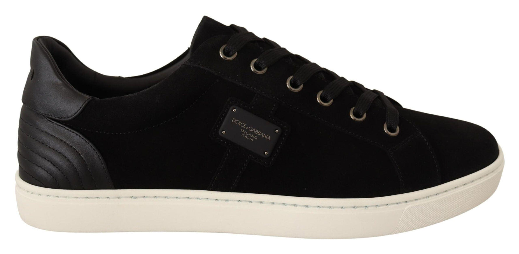 Dolce & Gabbana Black Suede Leather Mens Low Tops Sneakers - Ellie Belle