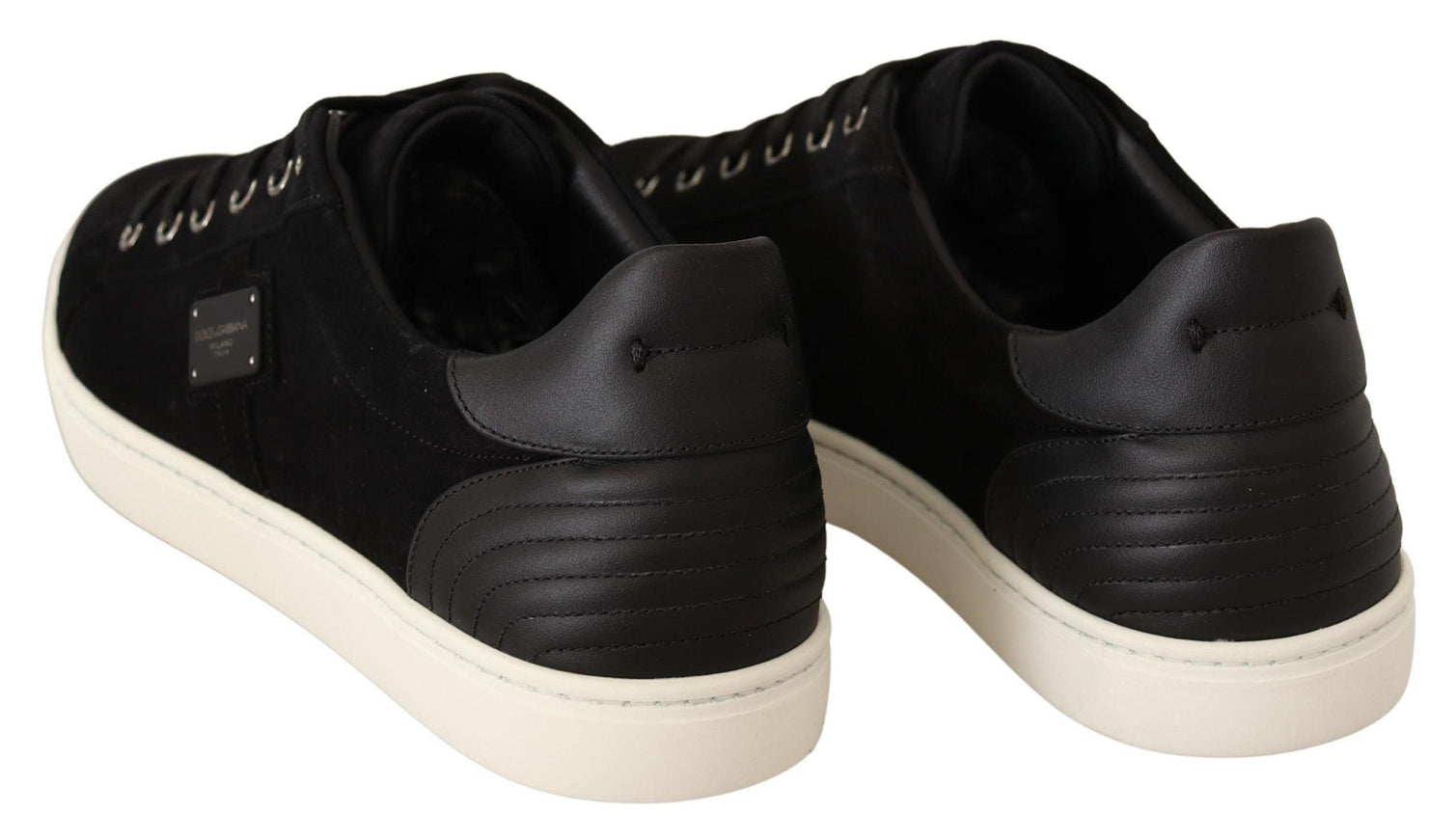 Dolce & Gabbana Black Suede Leather Mens Low Tops Sneakers - Ellie Belle