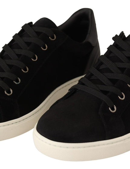 Dolce & Gabbana Black Suede Leather Mens Low Tops Sneakers - Ellie Belle
