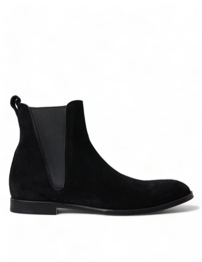 Dolce & Gabbana Black Suede Leather Mid Calf Men Boots Shoes - Ellie Belle