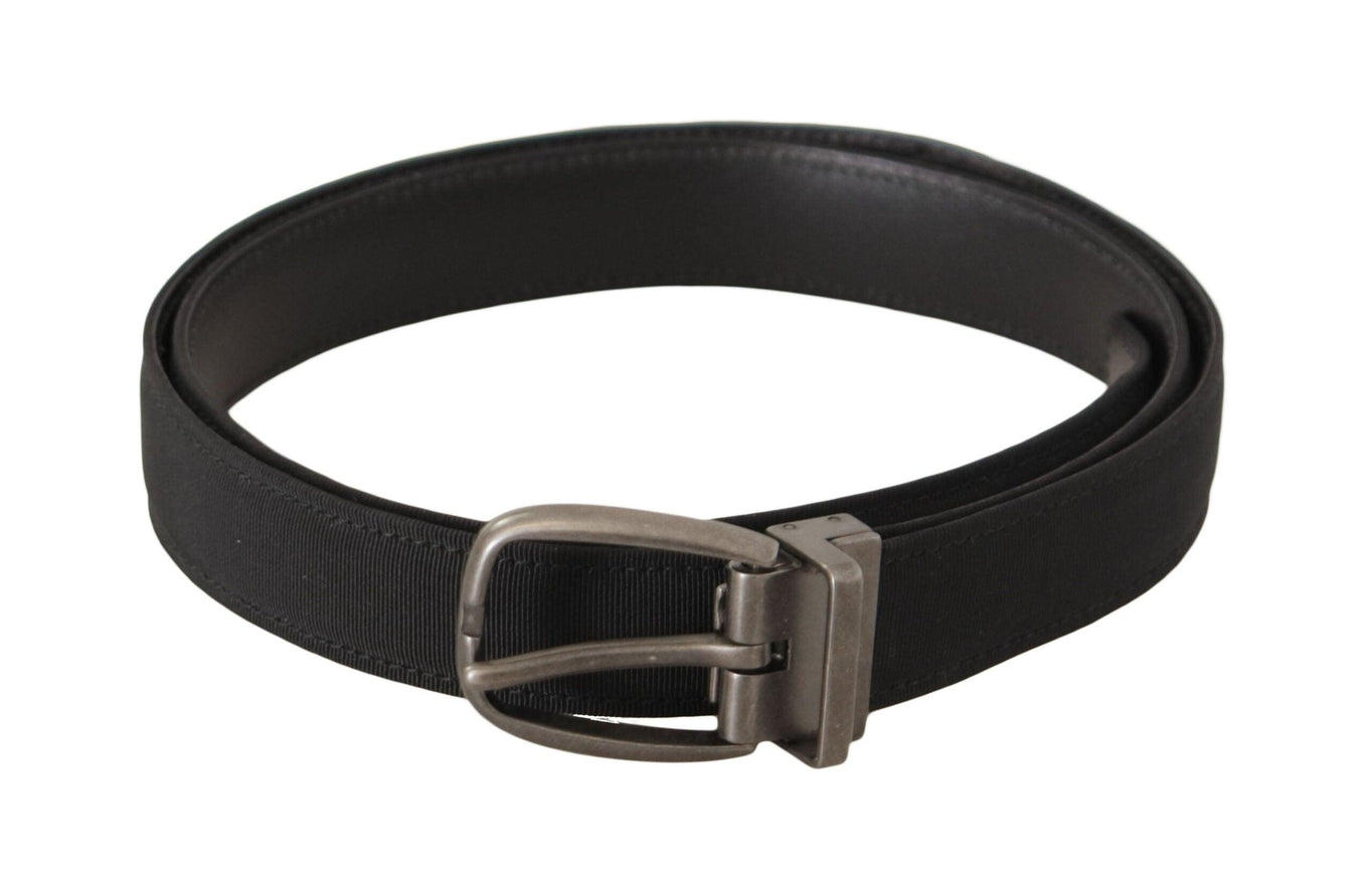 Dolce & Gabbana Black Suede Leather Silver Metal Buckle Belt - Ellie Belle