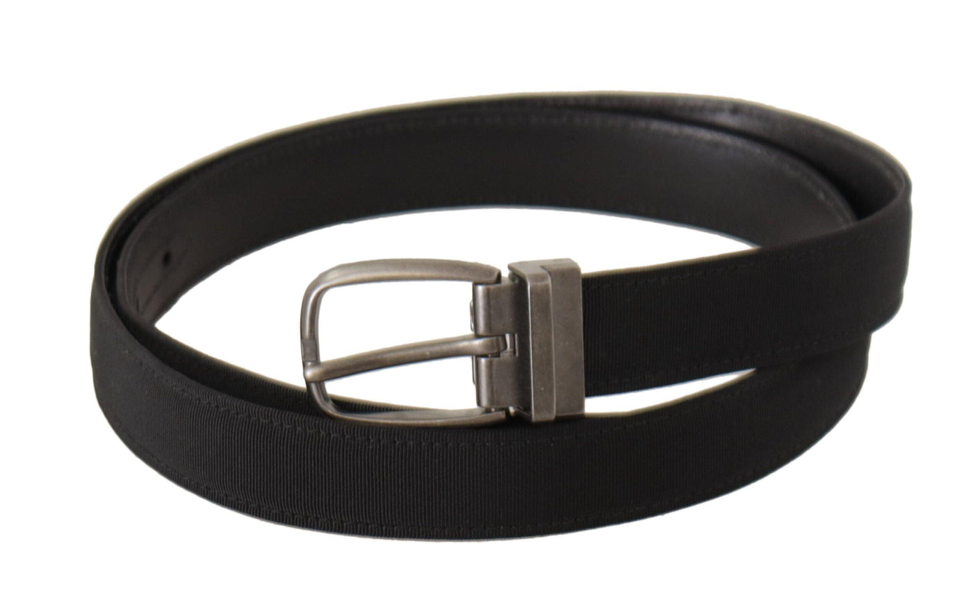 Dolce & Gabbana Black Suede Leather Silver Metal Buckle Belt - Ellie Belle