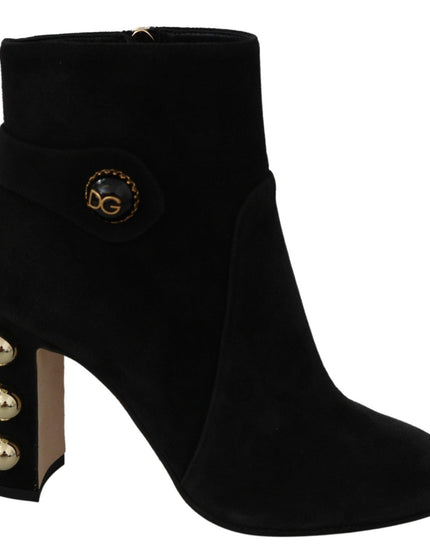 Dolce & Gabbana Black Suede Short Boots Zipper Shoes - Ellie Belle