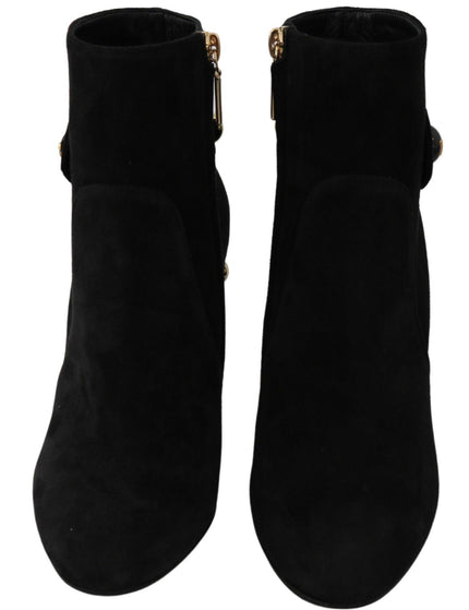 Dolce & Gabbana Black Suede Short Boots Zipper Shoes - Ellie Belle