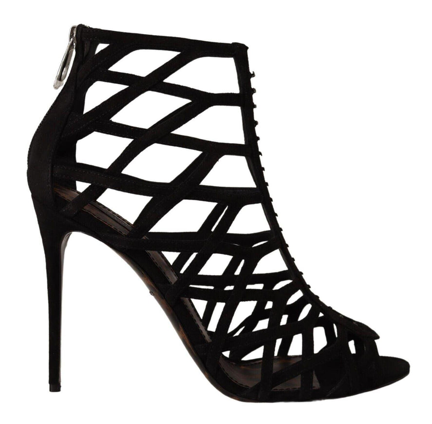 Dolce & Gabbana Black Suede Stiletto Heels Bette Sandals Shoes - Ellie Belle