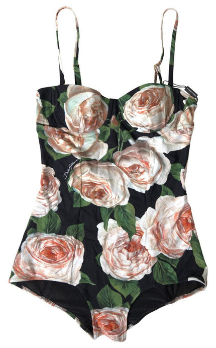 Dolce & Gabbana Black Swimsuit One Piece Floral Beachwear Bikini - Ellie Belle