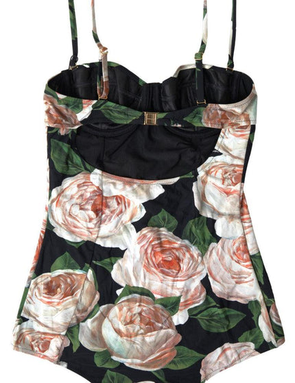 Dolce & Gabbana Black Swimsuit One Piece Floral Beachwear Bikini - Ellie Belle