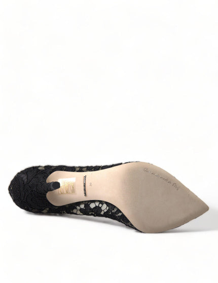 Dolce & Gabbana Black Taormina Lace Crystal Heels Pumps Shoes - Ellie Belle