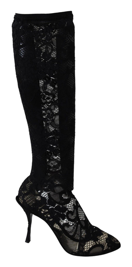 Dolce & Gabbana Black Taormina Lace Socks Boots Shoes Pumps - Ellie Belle