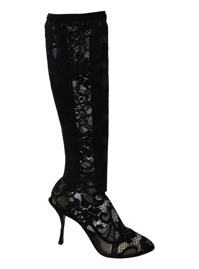 Dolce & Gabbana Black Taormina Lace Socks Boots Shoes Pumps - Ellie Belle