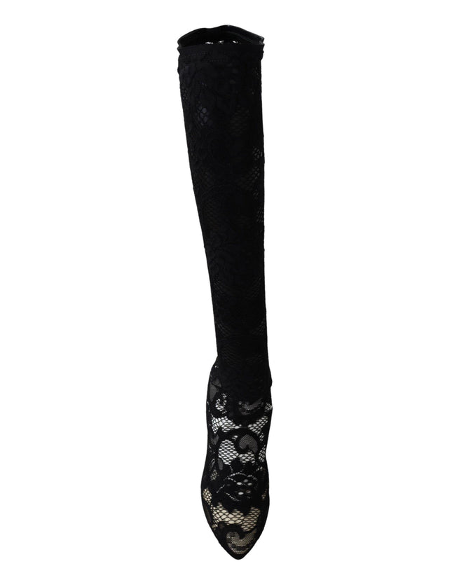 Dolce & Gabbana Black Taormina Lace Socks Boots Shoes Pumps - Ellie Belle