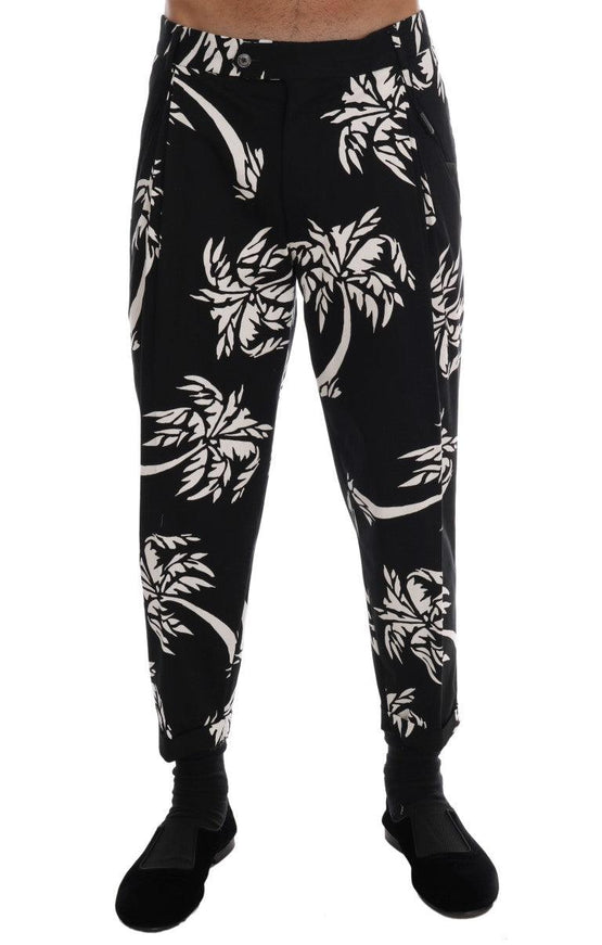 Dolce & Gabbana Black Tree Cotton Stretch Pants - Ellie Belle