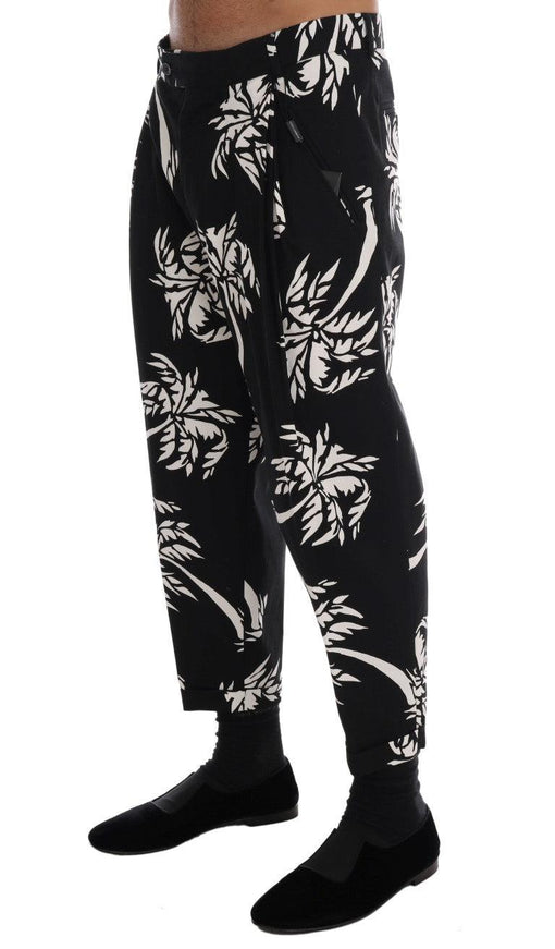 Dolce & Gabbana Black Tree Cotton Stretch Pants - Ellie Belle