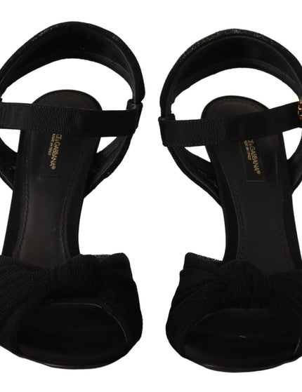 Dolce & Gabbana Black Tulle Stretch Ankle Buckle Strap Shoes - Ellie Belle