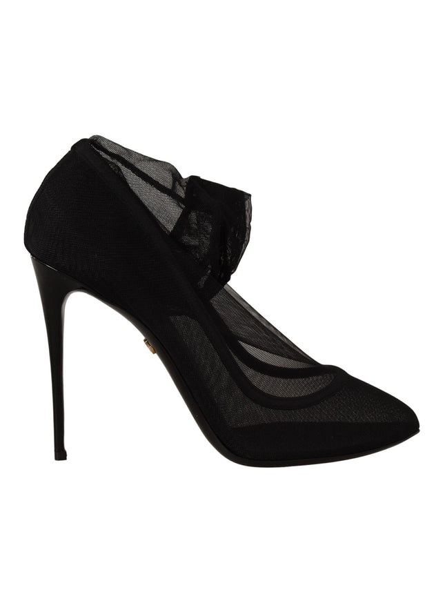 Dolce & Gabbana Black Tulle Stretch Boots Pumps Shoes - Ellie Belle