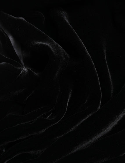 Dolce & Gabbana Black Velvet Fitted Padded Shoulder Blouse Top - Ellie Belle