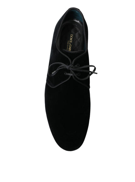 Dolce & Gabbana Black Velvet Lace Up Formal Derby Dress Shoes - Ellie Belle