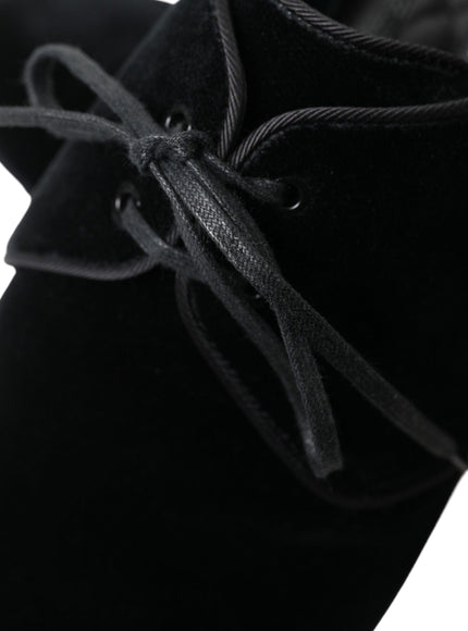 Dolce & Gabbana Black Velvet Lace Up Formal Derby Dress Shoes - Ellie Belle