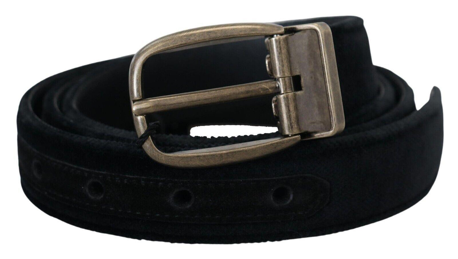 Dolce & Gabbana Black Velvet Leather Antique Metal Buckle - Ellie Belle