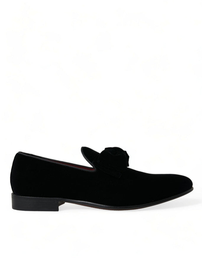 Dolce & Gabbana Black Velvet Loafers Formal Dress Shoes - Ellie Belle