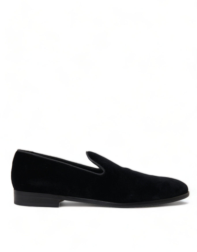 Dolce & Gabbana Black Velvet Loafers Formal Shoes - Ellie Belle