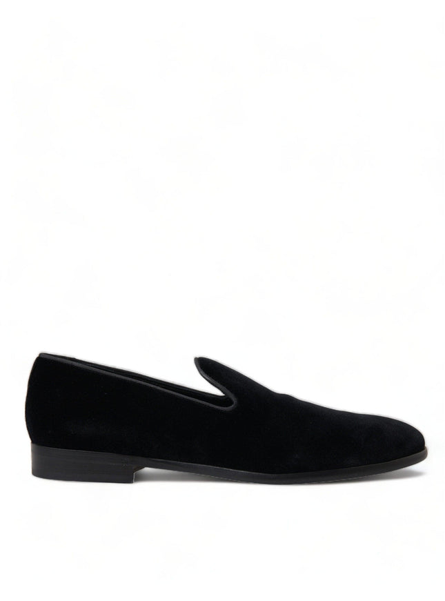Dolce & Gabbana Black Velvet Loafers Formal Shoes - Ellie Belle