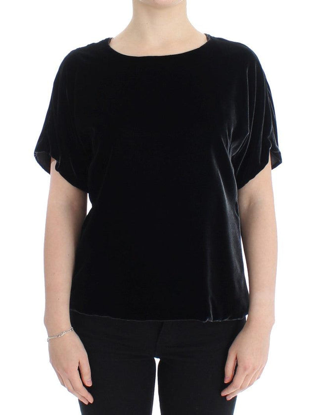 Dolce & Gabbana Black velvet shortsleeved blouse