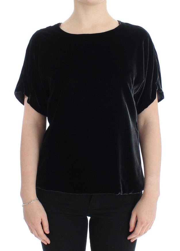 Dolce & Gabbana Black velvet shortsleeved blouse