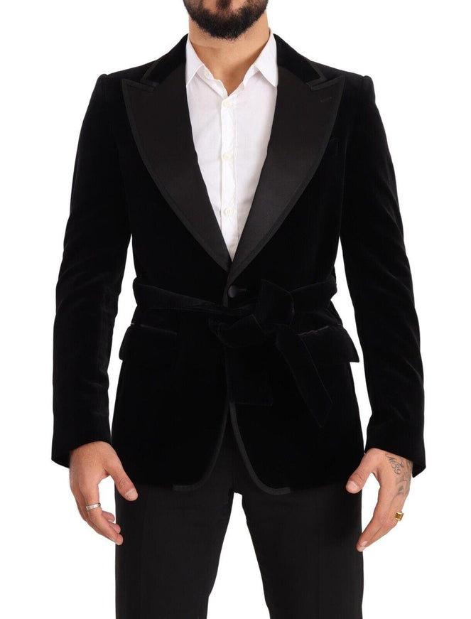 Dolce & Gabbana Black Velvet Single Breasted One Button Blazer - Ellie Belle